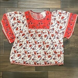 Flying Tomato Red and Cream Floral Top